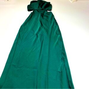 Beginning Boutique Green Satin Full Length Bandeau Top Gown Size 0